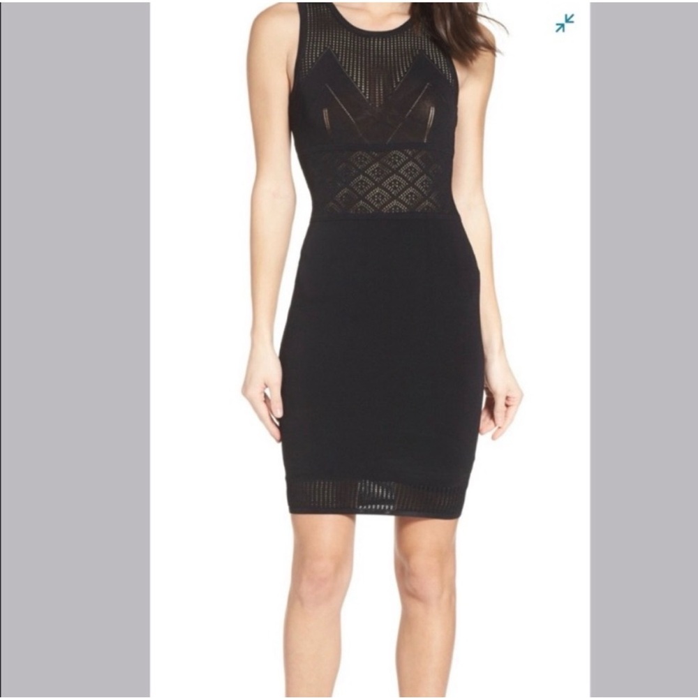 ALI & JAY Black Mesh Detail Midi Dress Small